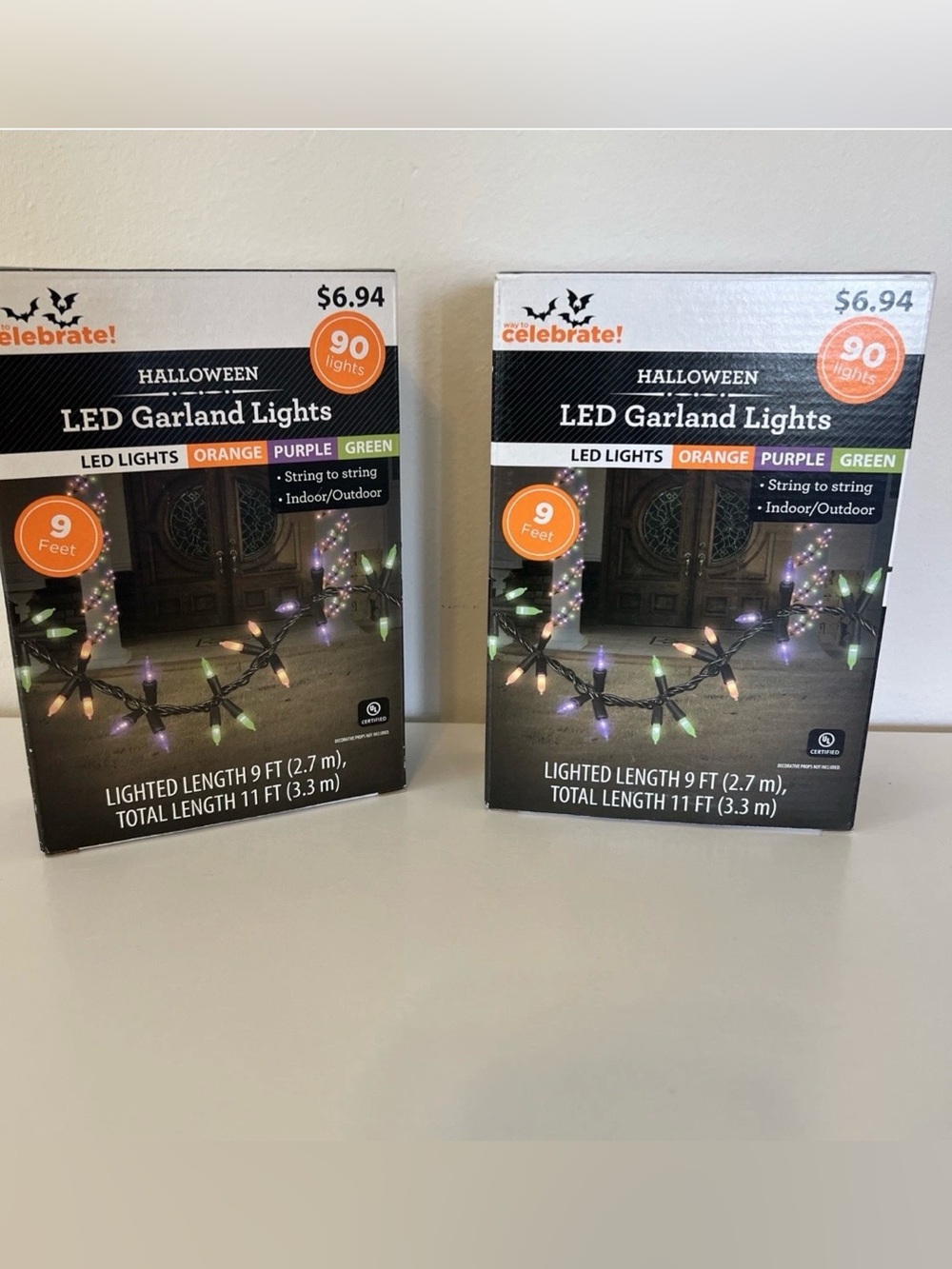 Celebrate! Halloween LED Garland String Lights - Orange, Purple, Green 2 boxes